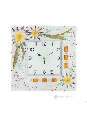 ASTER Reloj de pared, en vidrio transparente con gotas, diseño en relieve, hecho a mano