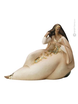 SEÑORA CON PEINE Figura de porcelana Capodimonte hecha a mano Made in Italy