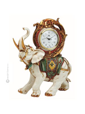 Reloj de mesa ELEFANTE de porcelana Capodimonte, artesanía Made in Italy