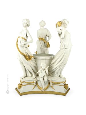 BAILE ALREDEDOR DEL POZO Figura de porcelana Capodimonte hecha a mano Made in Italy