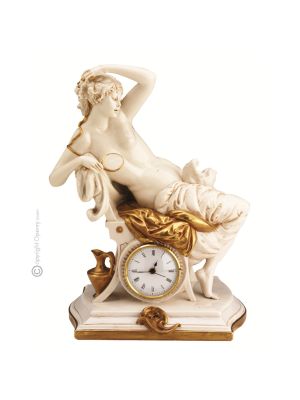 LADY BATHER Reloj de mesa de porcelana Capodimonte, artesanía Made in Italy