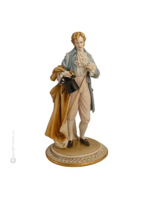 Figura CABALLERO CON ENCAJE Porcelana Capodimonte Hecha a mano Made in Italy