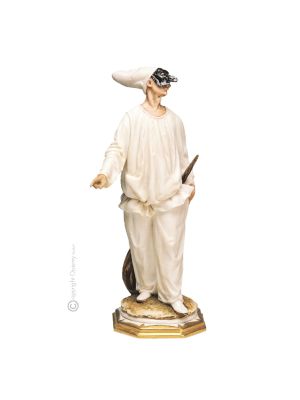 PULCINELLA Figura de porcelana Capodimonte hecha a mano Made in Italy