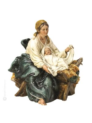 Estatua VIRGEN MARÍA CON EL NIÑO JESÚS Porcelana de Capodimonte hecha a mano en Italia