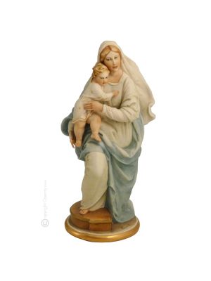 NUESTRA SEÑORA DE GRACIA CON EL NIÑO JESÚS Estatua estatuilla de porcelana de Capodimonte hecha a mano en Italia