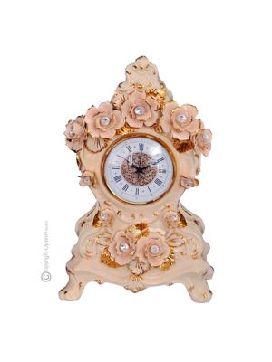 RELOJ DE MESA Cerámica artística estilo barroco con detalle en oro de 24k Made in Italy