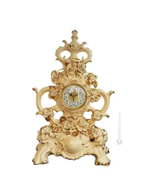 RELOJ DE MESA Cerámica artística estilo barroco con detalle en oro de 24k Made in Italy