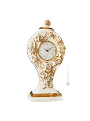 RELOJ DE MESA Cerámica artística estilo barroco con detalle en oro de 24k Made in Italy