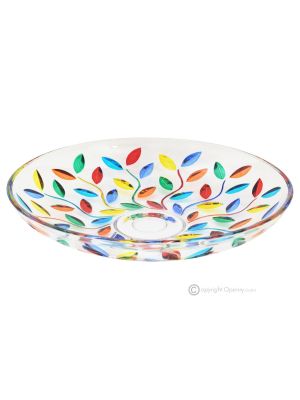 LAURUS Auténtico centro de mesa decorativo moderno pintado a mano en cristal de calidad superior.