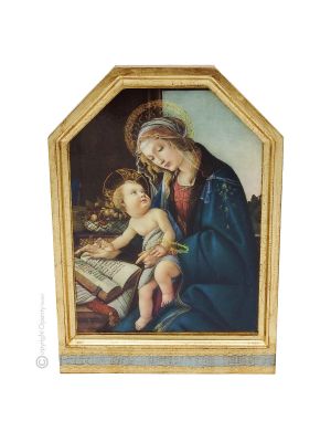 MADONNAS icono religioso de madera decorado con estampado Madonna Botticelli en pan de oro