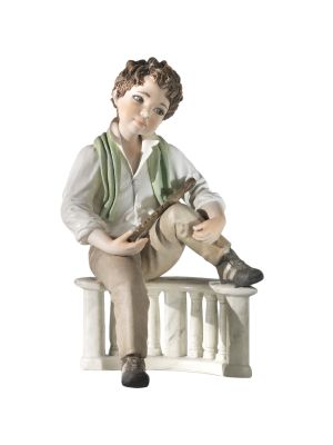 FILIPPO - Músico con flauta, muñeco tradicional italiano de porcelana.