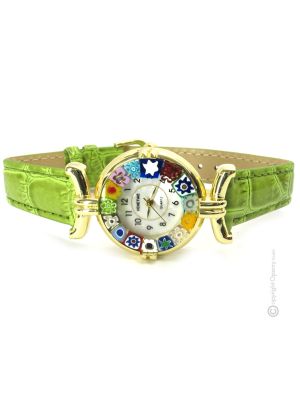 RELOJ DE PULSERA PARA SEÑORA con cristal Murrine Murano auténtico hecho a mano Made in Italy