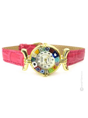 RELOJ DE PULSERA PARA SEÑORA con auténtico cristal de Murano hecho a mano Murrine Made in Italy