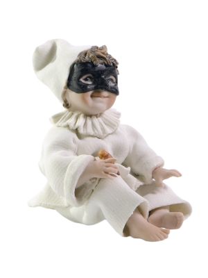 Figura de porcelana PULCINELLA Capodimonte, elegancia carnavalesca atemporal.