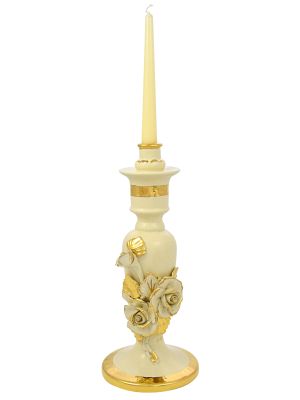 PORTA VELAS ROSE Candelabro de Cerámica Creaciones Artísticas Barrocas Oro 24k Made in Italy