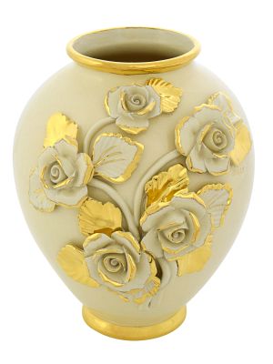 BRIO ROSE VASE Jarrón de Cerámica Creaciones Artísticas Estilo Barroco Oro 24k Hecho en Italia