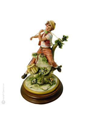 PESCADOR NIÑO Figura Estatua Capodimonte Porcelana Hecha a mano Made in Italy