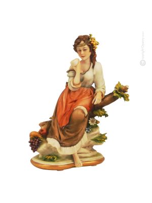 Figura de otoño Estatua de porcelana Capodimonte hecha a mano en Italia