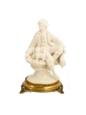 Estatua de GALANT BLANCO Figura de porcelana Capodimonte hecha a mano en Italia