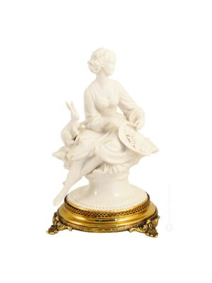 Figura CABALLERO BLANCO Estatua Capodimonte Figura de porcelana hecha a mano Made in Italy