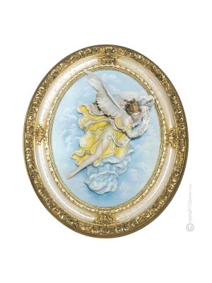 ÁNGEL DE NAVIDAD Cuadro en bajorrelieve Porcelana de Capodimonte Made in Italy