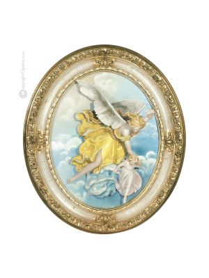 ÁNGEL DE LA GUARDA Cuadro en bajorrelieve Porcelana de Capodimonte Hecho en Italia