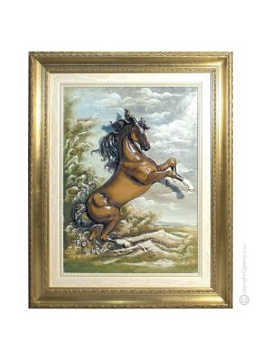 CABALLO PRAMPING Cuadro en bajorrelieve Porcelana de Capodimonte Made in Italy