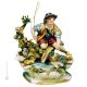 PESCADOR EN EL ESTANQUE Figura de porcelana Capodimonte, artesanía Made in Italy