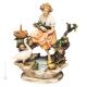 NIÑA EN EL ESTANQUE Figura de porcelana Capodimonte, artesanía Made in Italy