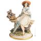 NIÑA EN SILLA DE JARDÍN Figura de porcelana Capodimonte hecha a mano Made in Italy