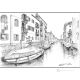 FONDAMENTA BATTELLO - VENECIA Dibujo a lápiz sobre cartón moderno Made in Italy 