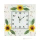 Reloj de pared GIRASOL, en vidrio transparente con gotas, diseño en relieve, hecho a mano