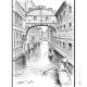 PUENTE DE LOS SUSPIROS - VENECIA Dibujo a lápiz sobre cartón moderno Made in Italy 