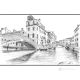 RIO DEL CARMINI - VENECIA Dibujo a lápiz sobre cartón moderno Made in Italy 